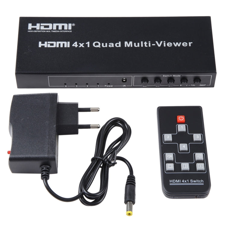 4 in 1 Out HDMI Quad Multi-viewer with Seamless Switcher, US Plug by buy2fix
