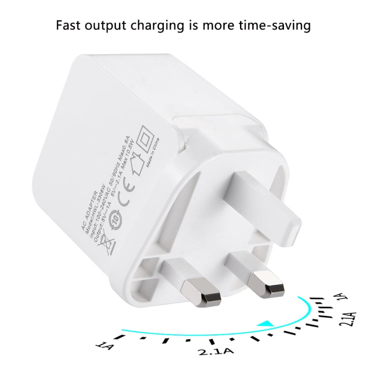 9 PCS HAWEEL UK Plug 2 USB Ports 1A / 2.1A Travel Charger Kits with Display Stand Box, For iPhone, Galaxy, Huawei, Xiaomi, LG, HTC and other Smartphones - Mobile Accessories by buy2fix | Online Shopping UK | buy2fix