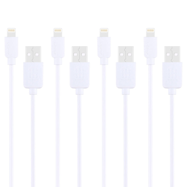 4 PCS HAWEEL 1m High Speed 8 pin to USB Sync and Charging Cable Kit for iPhone, iPad(White) - Normal Style Cable by buy2fix | Online Shopping UK | buy2fix