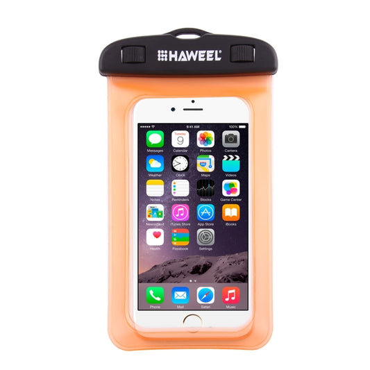 HAWEEL Transparent Universal Waterproof Bag with Lanyard for iPhone, Galaxy, Huawei, Xiaomi, LG, HTC and Other Smart Phones(Orange) by HAWEEL