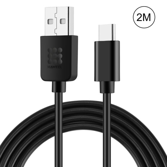 HAWEEL 2m USB-C / Type-C to USB 2.0 Data & Charging Cable(Black) - Mobile Accessories by buy2fix | Online Shopping UK | buy2fix