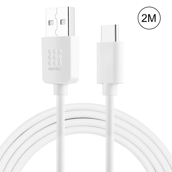 HAWEEL 2m USB-C / Type-C to USB 2.0 Data & Charging Cable(White) by buy2fix
