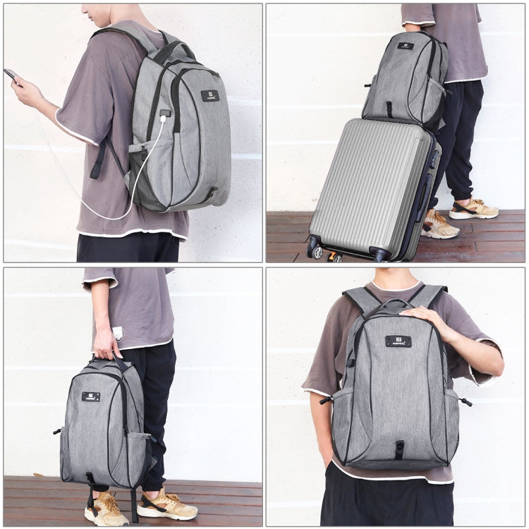 HAWEEL Outdoor Portable Canvas Dual Shoulders Laptop Backpack(Grey) - Backpack by HAWEEL | Online Shopping UK | buy2fix