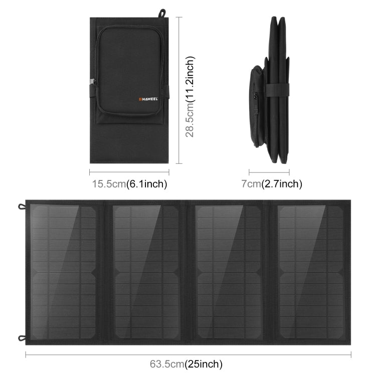 HAWEEL 24W 4 Panels Foldable Solar Panel Charger Bag with 5V / 3.1A Max Dual USB Ports, Support QC3.0 and AFC - Charger by HAWEEL | Online Shopping UK | buy2fix