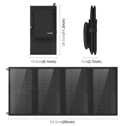 HAWEEL 24W 4 Panels Foldable Solar Panel Charger Bag with 5V / 3.1A Max Dual USB Ports, Support QC3.0 and AFC - Charger by HAWEEL | Online Shopping UK | buy2fix