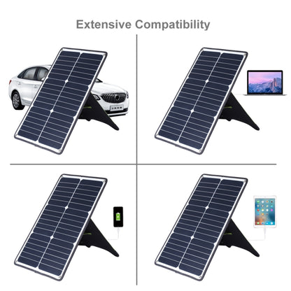 HAWEEL Portable 20W Monocrystalline Silicon Solar Power Panel Charger, with USB Port & Holder & Tiger Clip, Support QC3.0 and AFC(Black) - Charger by HAWEEL | Online Shopping UK | buy2fix