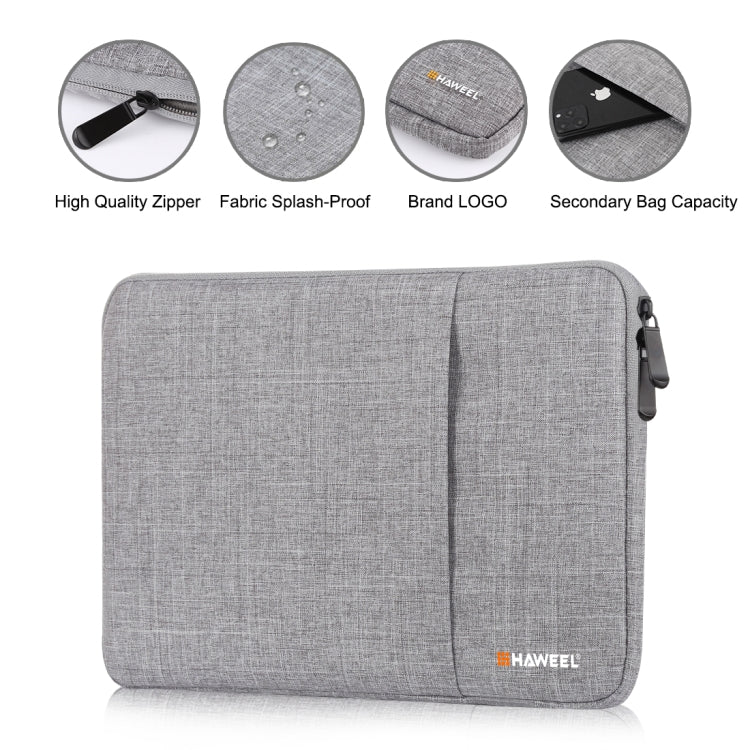 HAWEEL 13.0 inch Sleeve Case Zipper Briefcase Laptop Carrying Bag, For Macbook, Samsung, Lenovo, Sony, DELL Alienware, CHUWI, ASUS, HP, 13 inch and Below Laptops(Grey) - 13.3 inch by HAWEEL | Online Shopping UK | buy2fix