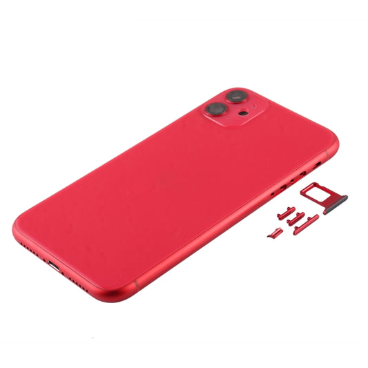 Back Housing Cover with SIM Card Tray & Side keys & Camera Lens for iPhone 11(Red) by buy2fix