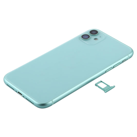Battery Back Cover Assembly (with Side Keys & Power Button + Volume Button Flex Cable & Wireless Charging Module & Motor & Charging Port & Speaker Ringer Buzzer & Card Tray & Camera Lens Cover) for iPhone 11(Green) by buy2fix