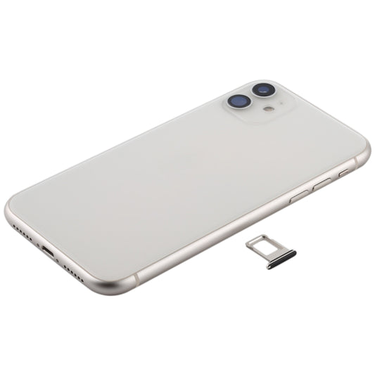 Battery Back Cover Assembly (with Side Keys & Power Button + Volume Button Flex Cable & Wireless Charging Module & Motor & Charging Port & Speaker Ringer Buzzer & Card Tray & Camera Lens Cover) for iPhone 11(White) by buy2fix