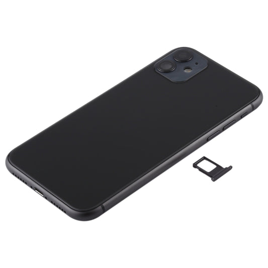 Battery Back Cover (with Side Keys & Card Tray & Power + Volume Flex Cable & Wireless Charging Module) for iPhone 11(Black) by buy2fix