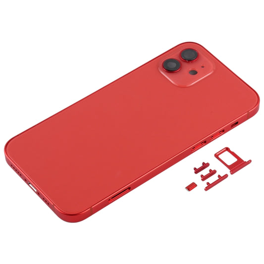 Back Housing Cover with SIM Card Tray & Side Keys & Camera Lens for iPhone 12(Red) by buy2fix