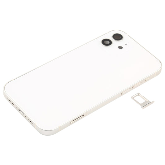 Battery Back Cover (with Side Keys & Card Tray & Power + Volume Flex Cable & Wireless Charging Module) for iPhone 12(White) by buy2fix
