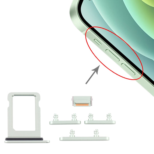 SIM-Kartenfach + Seitentasten für iPhone 12 Mini (Grün)