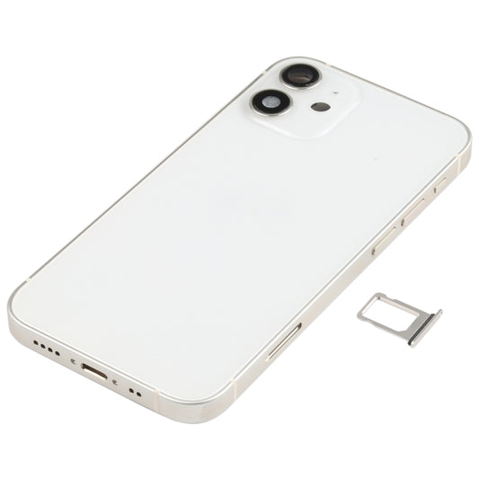Battery Back Cover Assembly (with Side Keys & Speaker Ringer Buzzer & Motor & Camera Lens & Card Tray & Power Button + Volume Button + Charging Port & Wireless Charging Module) for iPhone 12 Mini(White) by buy2fix