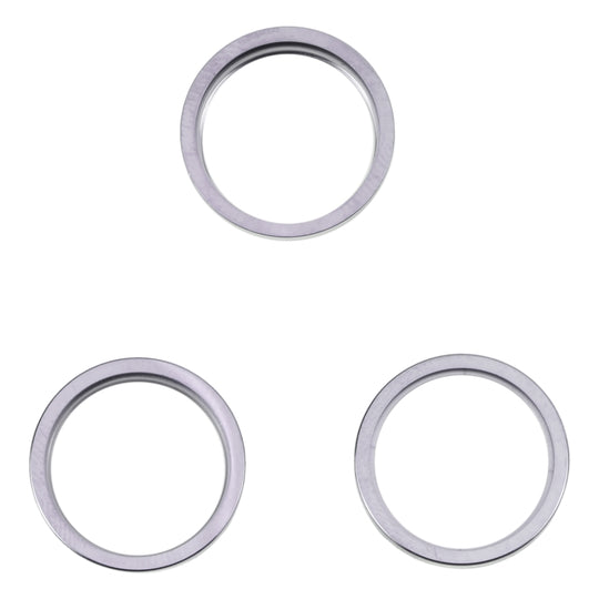 For iPhone 14 Pro 3PCS Rear Camera Glass Lens Metal Outside Protector Hoop Ring(Grey)