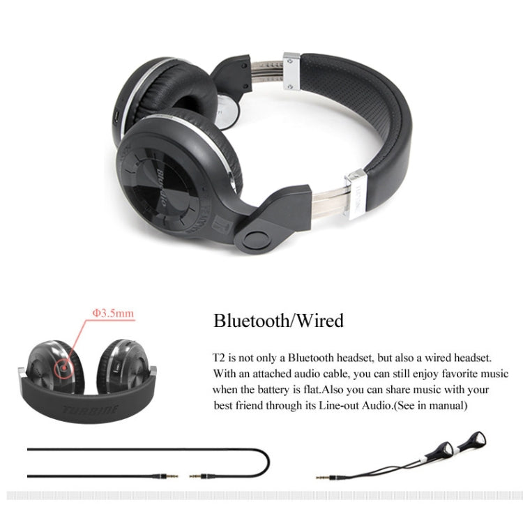 Bluedio T2+ Turbine Wireless Bluetooth 4.1 Stereo Headphones Headset with Mic & Micro SD Card Slot & FM Radio, For iPhone, Samsung, Huawei, Xiaomi, HTC and Other Smartphones, All Audio Devices(Black) - Apple Accessories by Bluedio | Online Shopping UK | buy2fix