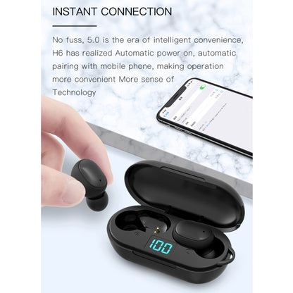 H6 TWS Bluetooth 5.0 Wireless Bluetooth Earphone with Digital Display & Charging Box, Support for Siri & HD Calls - TWS Earphone by buy2fix | Online Shopping UK | buy2fix