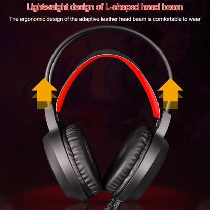 HAMTOD V1000 Dual-3.5mm Plug Interface Gaming Headphone Headset with Mic & LED Light, Cable Length: 2.1m(Red) - Multimedia Headset by HAMTOD | Online Shopping UK | buy2fix