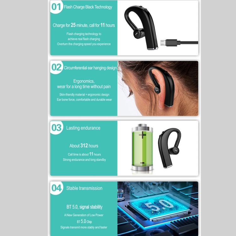 F680 Bluetooth 5.0 Fast Charging Wireless Business Sports Bluetooth Earphone (Blue) - Bluetooth Earphone by buy2fix | Online Shopping UK | buy2fix