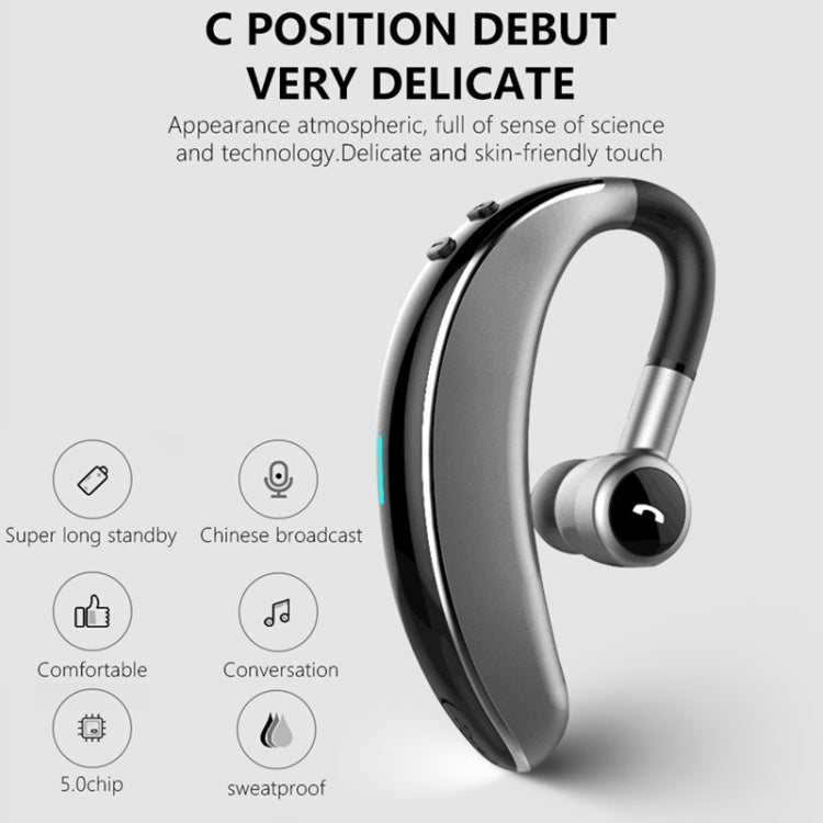 V7 Bluetooth 5.0 Business Style Wireless Stereo Sports Bluetooth Earphone, Support Inform Caller Name (Black) - Bluetooth Earphone by buy2fix | Online Shopping UK | buy2fix