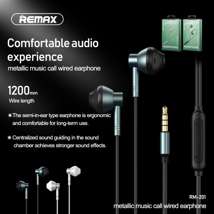 REMAX RM-201 In-Ear Stereo Metal Music Earphone with Wire Control + MIC, Support Hands-free(Tarnish) - Normal Style Earphone by REMAX | Online Shopping UK | buy2fix