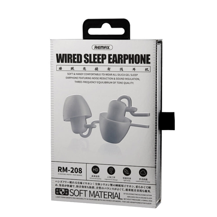 REMAX RM-208 In-Ear Stereo Sleep Earphone with Wire Control + MIC, Support Hands-free(White) - Normal Style Earphone by REMAX | Online Shopping UK | buy2fix