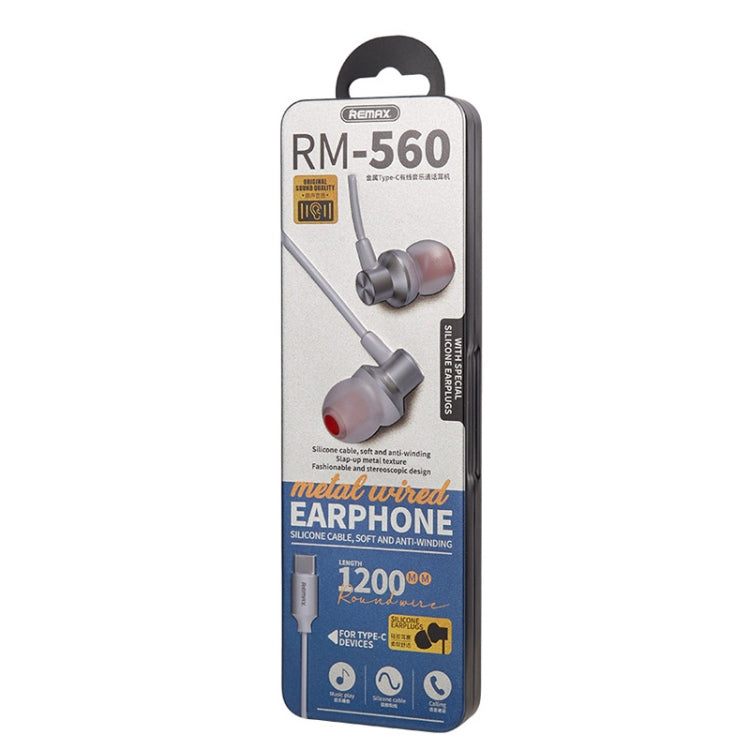 REMAX RM-560 Type-C In-Ear Stereo Metal Music Earphone with Wire Control + MIC, Support Hands-free, Not For Samsung Phones(White) - Type-C Earphone by REMAX | Online Shopping UK | buy2fix