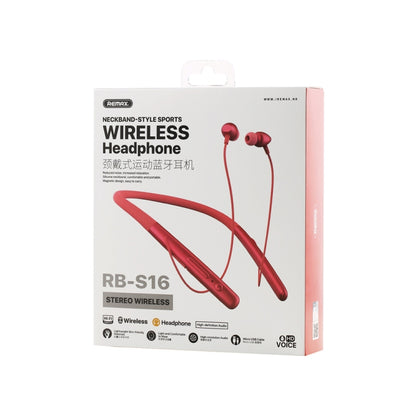 REMAX RB-S16 Wireless Neck-mounted Sports V4.2 Bluetooth Earphone (Red) - Neck-mounted Earphone by REMAX | Online Shopping UK | buy2fix