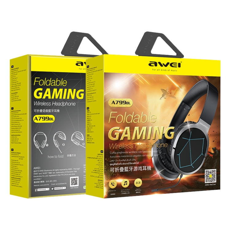 awei A799BL Bluetooth 5.0 Foldable Head-Mounted Bluetooth Gaming Headset - Headset & Headphone by awei | Online Shopping UK | buy2fix