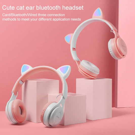 M6 Luminous Cat Ears Two-color Foldable Bluetooth Headset with 3.5mm Jack & TF Card Slot(Pink) by buy2fix