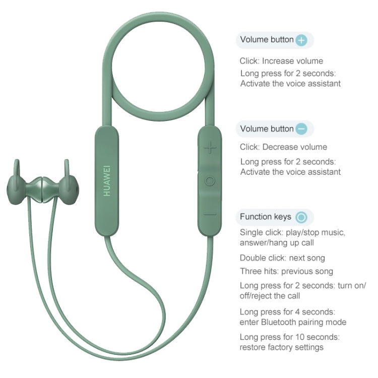 Original Huawei FreeLace Wireless Earphone Vibrant Edition (Spruce Green) - Neck-mounted Earphone by Huawei | Online Shopping UK | buy2fix