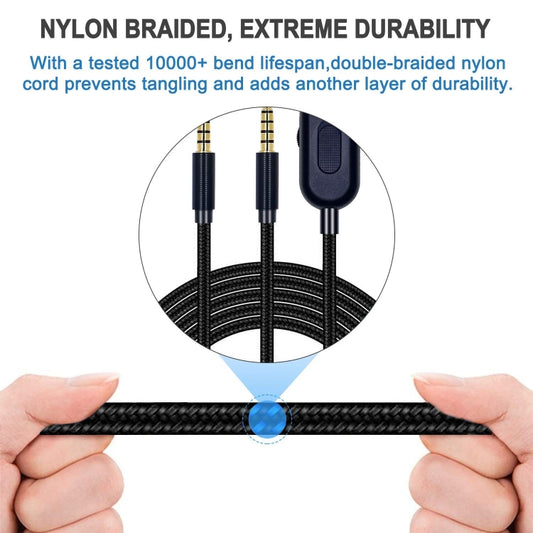 ZS0193 Headphone Audio Cable for Logitech Astro A10 A40 (Black) by buy2fix