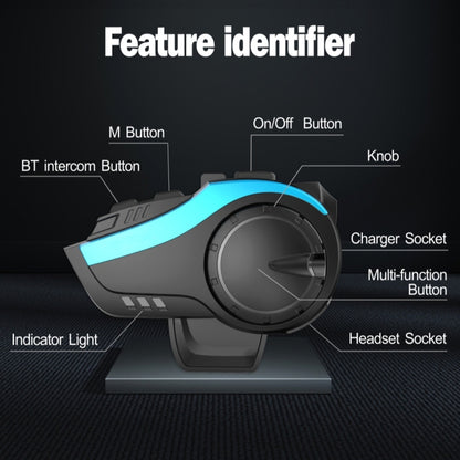 Hysnox HY-02 Bluetooth 5.0 Motorcycle Helmet Headset 2000M 6 Riders Intercom Headset (Blue) - Consumer Electronics by buy2fix | Online Shopping UK | buy2fix