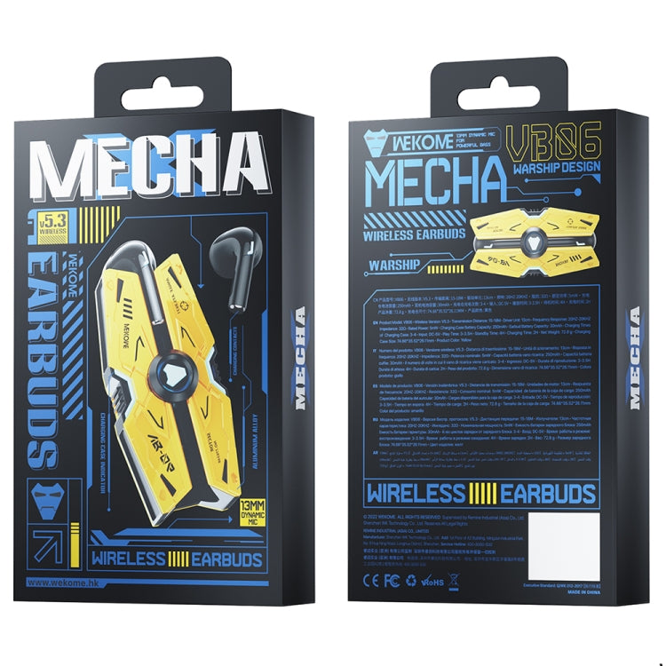 WEKOME VB06 Mech Series Metal Bluetooth Earphone (Yellow) - Bluetooth Earphone by WK | Online Shopping UK | buy2fix