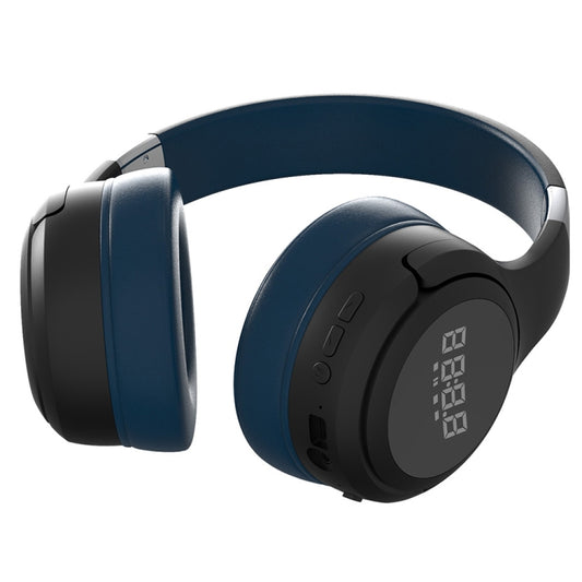 ZEALOT B28 Folding Headband Bluetooth Stereo Music Headset with Display (Black Blue) by ZEALOT