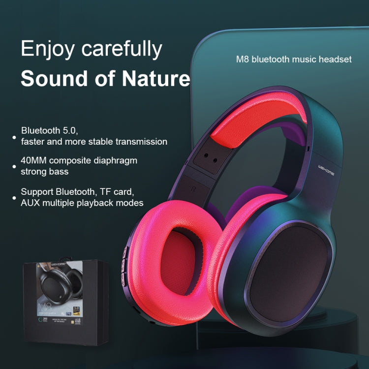 WK M8 Bluetooth 5.0 Fashion Design Music Bluetooth Headphone, Support TF Card (Black) - Headset & Headphone by WK | Online Shopping UK | buy2fix