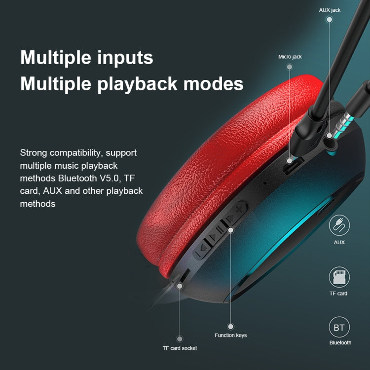 WK M8 Bluetooth 5.0 Fashion Design Music Bluetooth Headphone, Support TF Card (Black) - Headset & Headphone by WK | Online Shopping UK | buy2fix