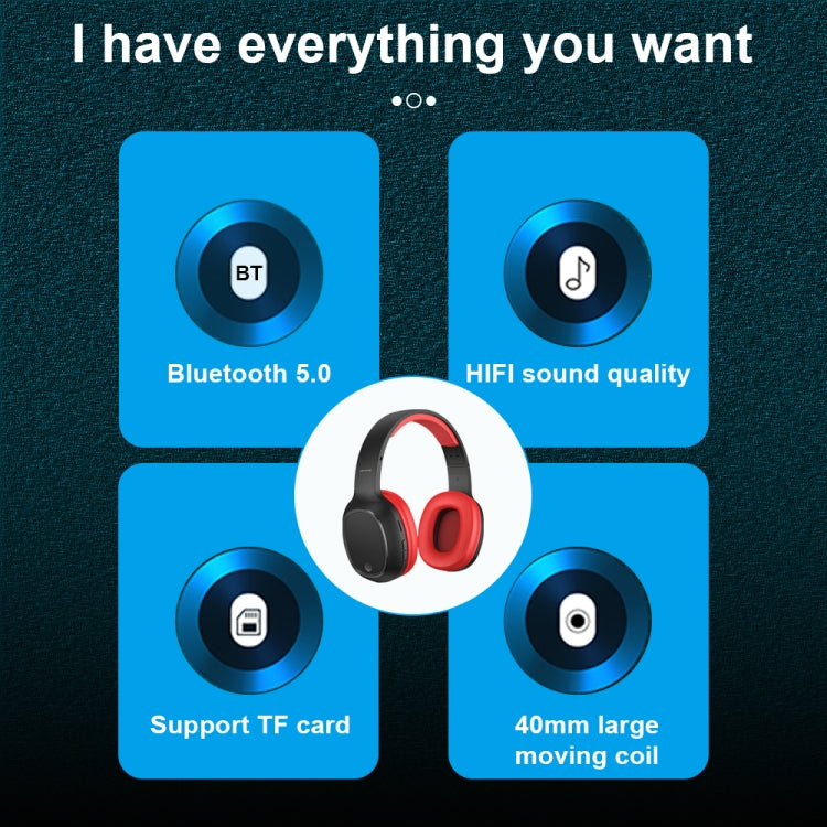 WK M8 Bluetooth 5.0 Fashion Design Music Bluetooth Headphone, Support TF Card (Black) - Headset & Headphone by WK | Online Shopping UK | buy2fix