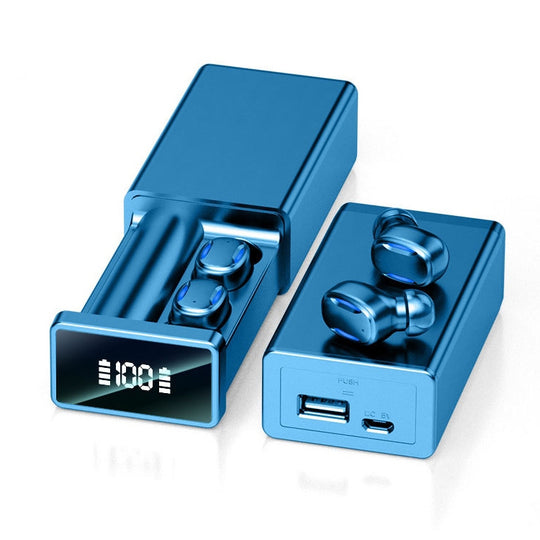 A22 Version anglaise Écouteur Bluetooth à affichage numérique extractible avec boîtier de chargement magnétique, prise en charge de la lumière tactile et de la banque d'alimentation (bleu)