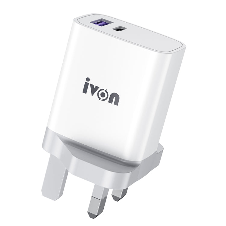 IVON AD52 18W USB-C / Type-C + USB Dual Port PD Fast Charge(UK Plug) - Apple Accessories by IVON | Online Shopping UK | buy2fix