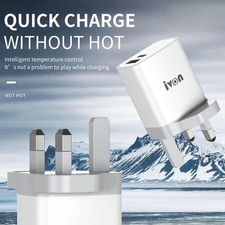 IVON AD52 18W USB-C / Type-C + USB Dual Port PD Fast Charge(EU Plug) - Apple Accessories by IVON | Online Shopping UK | buy2fix