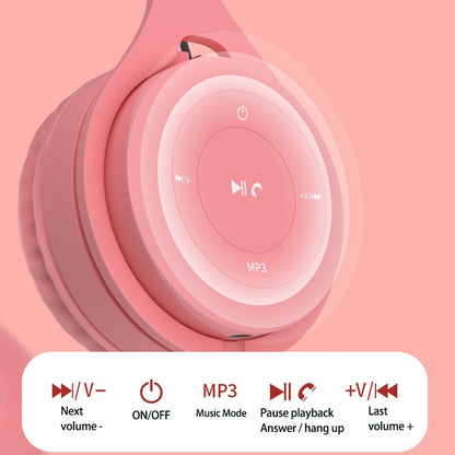 Y08 Hifi Sound Quality Macaron Bluetooth Headset, Supports Calling & TF Card & 3.5mm AUX (Pink) - Headset & Headphone by buy2fix | Online Shopping UK | buy2fix