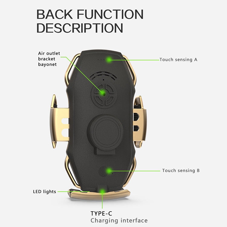 A5 10W Car Infrared Wireless Mobile Auto-sensing Phone Charger Holder, Interface：USB-C / Type-C(Red) - In Car by buy2fix | Online Shopping UK | buy2fix