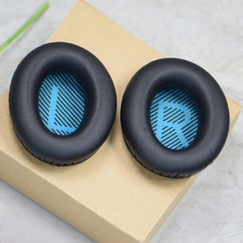 1 Pair Soft Earmuff Headphone Jacket with LR Cotton for BOSE QC2 / QC15 / AE2 / QC25 / QC35(Black Blue) by buy2fix