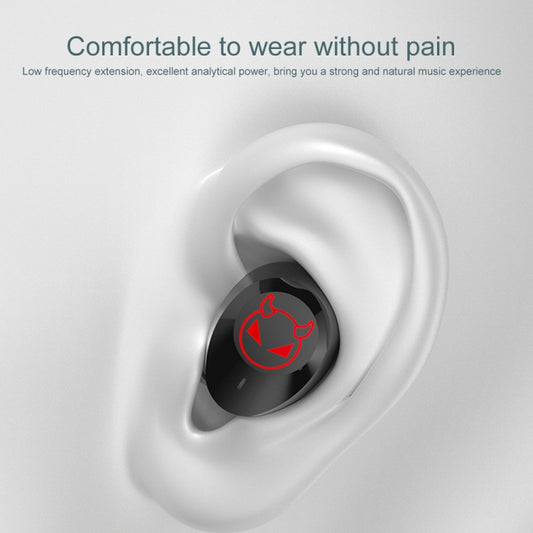 M23 Little Devil Pattern Intelligent Noise Reduction Touch Bluetooth Earphone with Three-screen Battery Display & Mirror Charging Box, Support HD Call & Siri (Black) by buy2fix