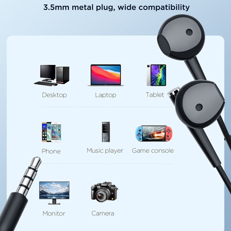 JOYROOM JR-EW04 3.5mm Wire-controlled Half In-ear Gaming Earphone with Microphone (Black) - Normal Style Earphone by JOYROOM | Online Shopping UK | buy2fix