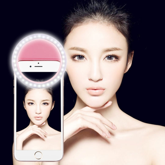 Charging Selfie Beauty Light For iPhone, Galaxy, Huawei, Xiaomi, LG, HTC and Other Smart Phones with Adjustable Clip & USB Cable(Pink)