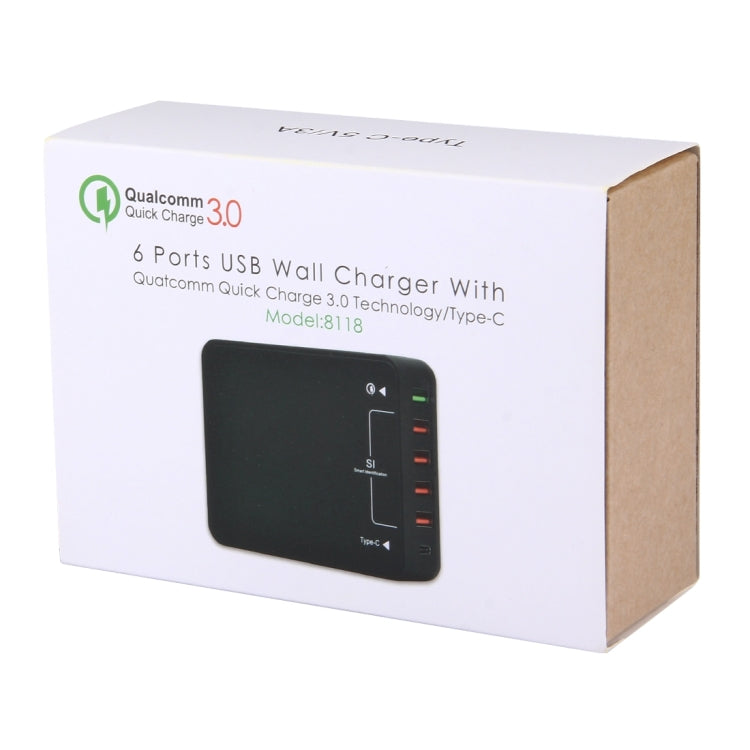 Q8118 1 Quick Charge 3.0 + 4 Smart Identification USB + 1 USB-C / Type-C 3.1 Desktop USB Charger - Apple Accessories by buy2fix | Online Shopping UK | buy2fix