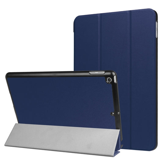 For iPad 9.7 (2018) & iPad 9.7 (2017) Custer Texture Horizontal Flip Leather Case with Three-folding Holder & Sleep / Wake-up Function(Dark Blue) by buy2fix